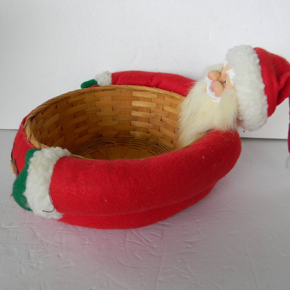 VINTAGE SANTA BASKET/PLANT HOLDER CHRISTMAS HOLIDAY - Picture 4 of 6